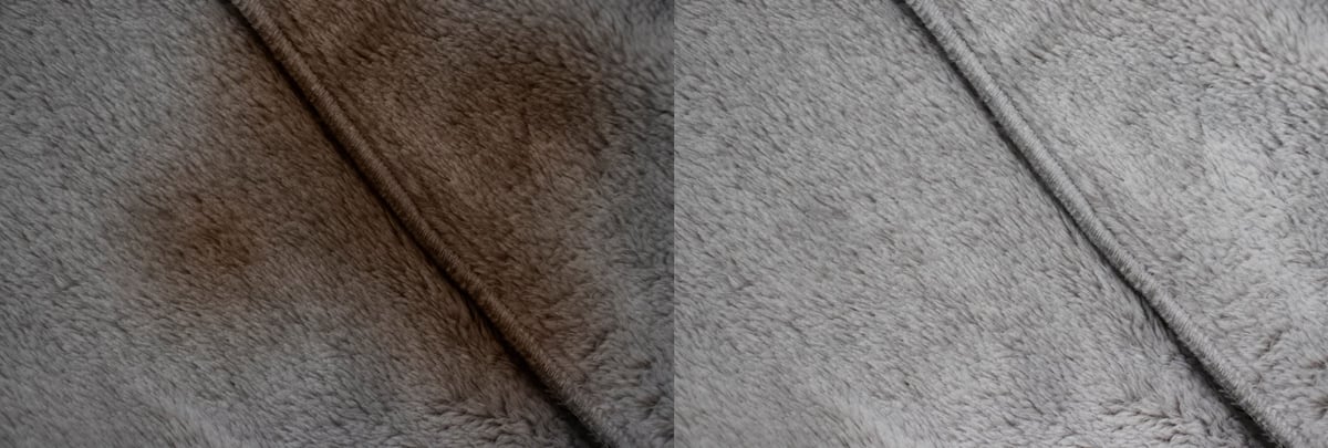 Dirty carpet stain before and after cleaning